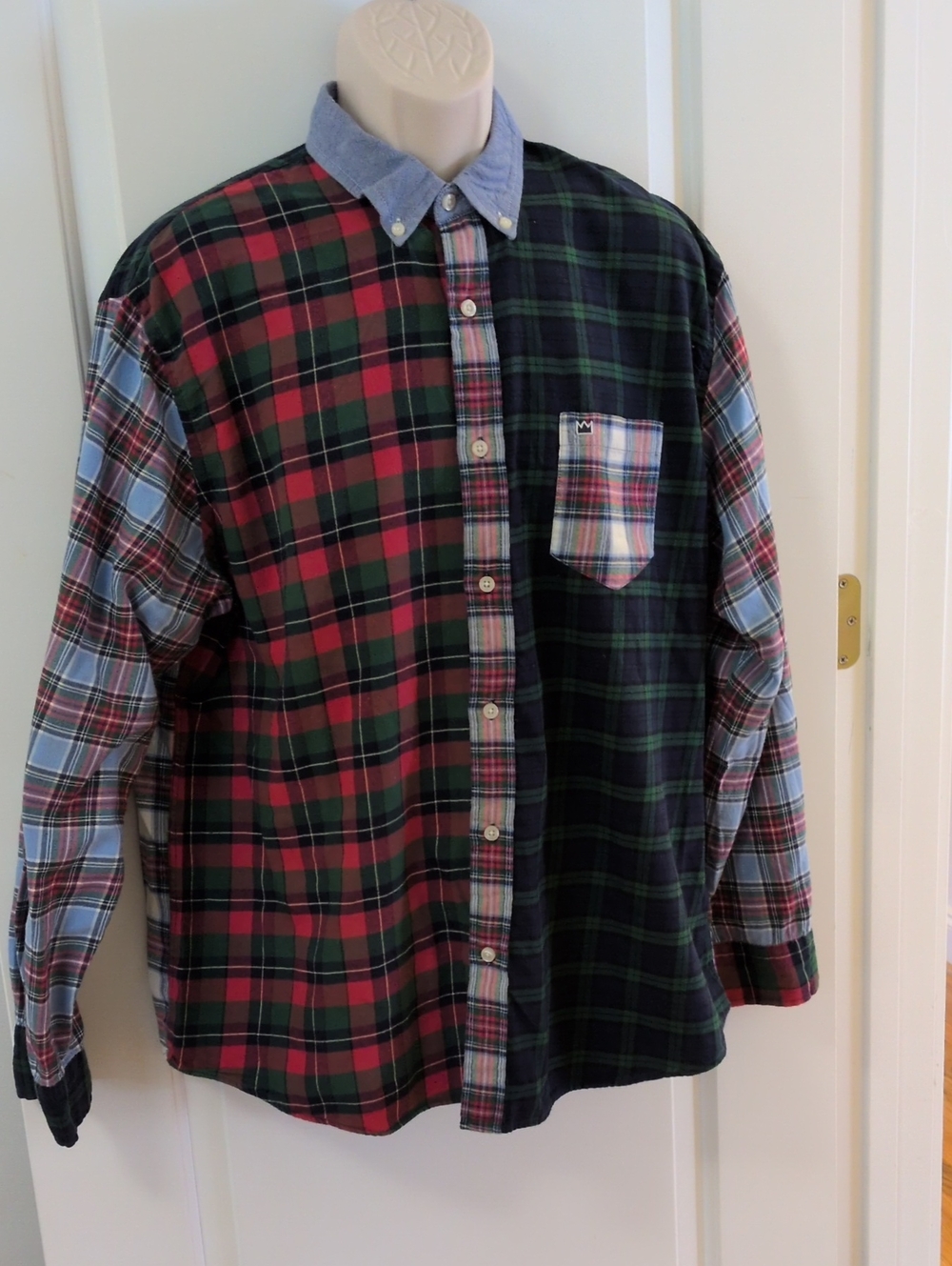crown & ivy Plaid Color Block Button Down